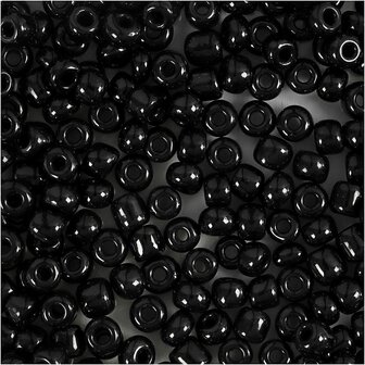 Rocailles, zwart, d 4 mm, afm 6/0 , gatgrootte 0,9-1,2 mm, 25 gr