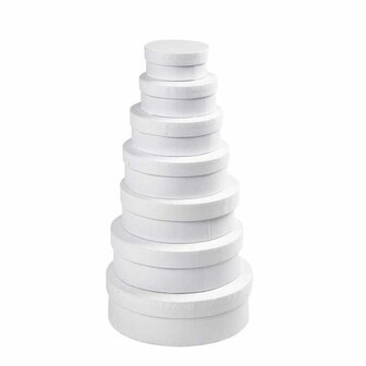Ronde Dozen Wit - Set van 7 - Kartonnen Opbergboxen Met Deksel - Stapelbare Doosjes Voor DIY, Bewaren, Cadeauverpakking, Knutselen, Organisatie &amp; Feestdecoratie