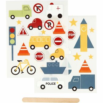 Rub-on Sticker , transport, 12,2x15,3 cm, 1 doos