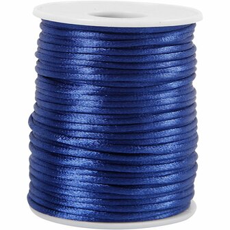 Satijnkoord - Satijnen Hobbykoord - Glanzend - Donkerblauw - Rond - Decoratie - DIY - Dikte: 2mm - 50 mtr - 1 rol