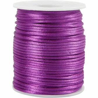 Satijnkoord - Paars DIY Decoratiekoord - Sterk En Glanzend Satijnmateriaal - Dikte: 2 mm - Lengte: 50 Meter - Hobbykoord - DIY Macram&eacute; - Luxe Koord