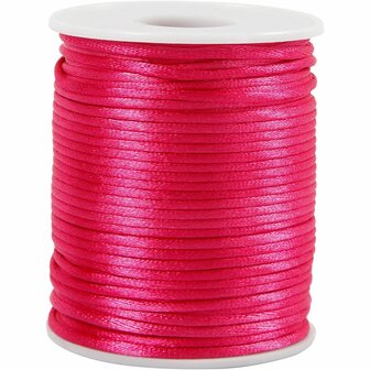 Satijnkoord - Satijnen Hobbykoord - Glanzend - Roze - Rond - Decoratie - DIY - Dikte: 2mm - 50 mtr - Creotime - 1 rol