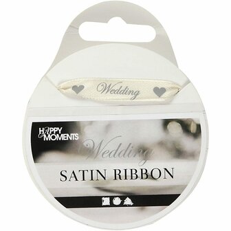 Satijnlint - Off-White Lint - 10mm Breed - 8 Meter - DIY Decoratie - 1 Rol