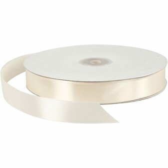 Satijnlint Off-White - Luxe Inpaklint - Glanzend Satijn Lint - Bruiloft Decoratie - Zijdezacht Lint - Lint Voor Tafeldecoratie - Cadeaulint Voor Feestdagen - B 20 mm - 100 m - 1 Rol