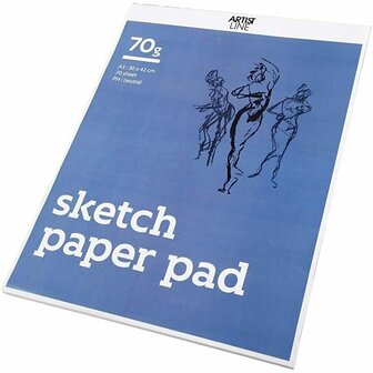 Schetsblok - Tekenblok - Papier Voor Schetsen - A3 Formaat - 29.7x42 cm - 70 grams - 70 Vellen - Creotime - Ideaal Voor Kunst - Ontwerpen - Architectuur
