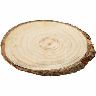 Houten Schijven Met Ophangoog - Boomstamschijfjes Voor Decoratie - DIY Houten Schijven Met Bast - Assortiment Houten Schijfjes - 4-7 cm - Dikte 5 mm - 25 Stuks