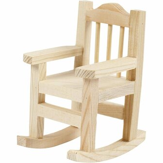 Schommelstoel - DIY Miniatuur Decoratie - Houten Schommelstoel - H 8,8cm - B 5,5cm - 1 Stuk