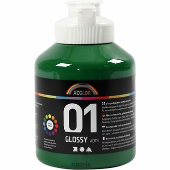School acrylverf glossy, donkergroen, glossy, 500 ml/ 1 fles