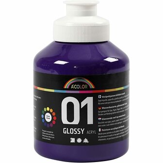 Acrylverf  Paarse Verf  Acrylaatverf  Acrylic paint  Hobbyverf  Knutselen en Verven  Sneldrogend  Violet  Glossy  500 ml