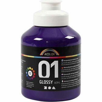 School acrylverf glossy, violet, glossy, 500 ml/ 1 fles