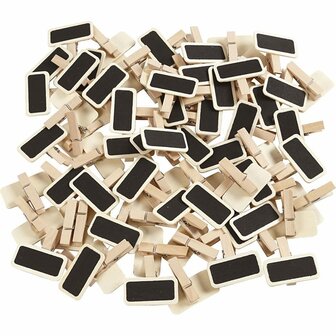 Schoolbord Op Wasknijper - DIY Mini Krijtbordjes - Kleine Bordjes Voor Decoratie - Afm 4x2cm - Set Van 100 Stuks