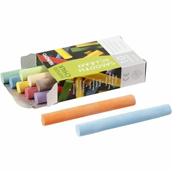 Schoolbordkrijt, diverse kleuren, L: 8 cm, d 10 mm, 10 stuk