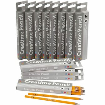 Schoolpotloden - HB Potloden - Schrijf- en Tekenpotloden - Ergonomisch Design - Lichte Grip - &Oslash; 7 mm - Hardheid HB - Vulling 2 mm - Lengte 17,5 cm - Set van 12x12 Stuks