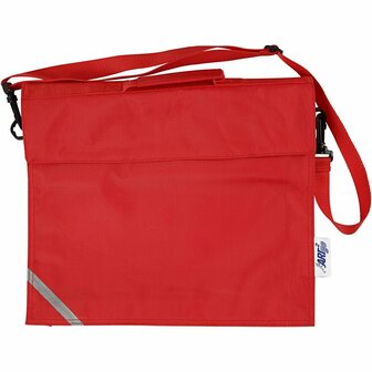 Schooltas, rood, D: 6 cm, afm 36x31 cm, 1 stuk