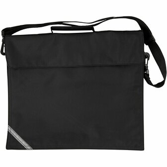 Schooltas - Polyester Tas - Zwart - 36x31 cm - 6cm Diepte - Waterbestendig - Reflecterend