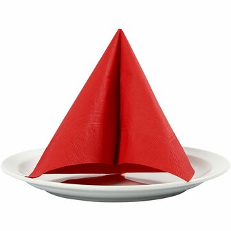 Rode Papieren Servetten - 3-Laags - Unikleurig &amp; Sterk - Geschikt Voor Tafeldecoratie, Feestjes &amp; DIY - 33x33 cm - 20 Stuks