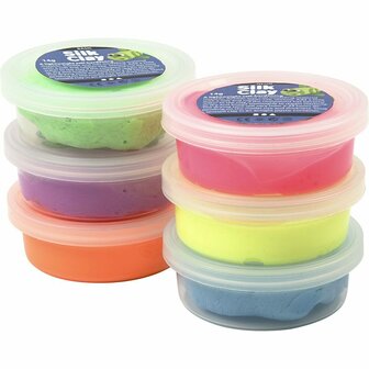 Silk Clay - Zelfhardende Klei - Neon Kleuren - Spelen, Kleien - 14gr - Silk Clay - 6 stuks
