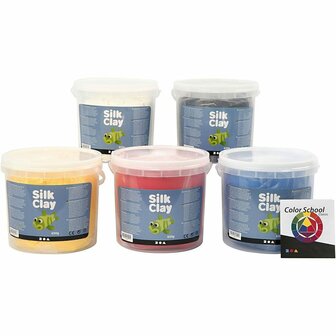 Silk Clay - Boetseermateriaal - Lucht Drogende Klei - Klei Set - Flexibele Klei - Zachte Klei - 5x650g - Primaire Kleuren - Color School Instructies - Creatief Kleien