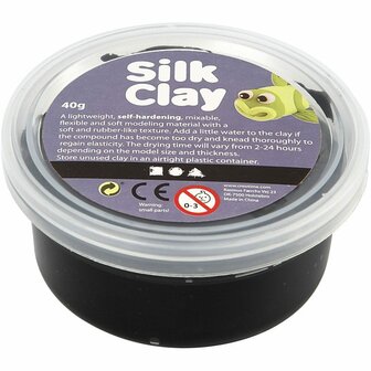 Silk Clay - Zelfhardende Klei - Zwart - Spelen, Kleien - 40gr - Silk Clay - 1 stuk