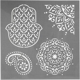 Etnisch Motief Sjabloon - Plastic - Herbruikbaar &amp; Geschikt Voor DIY, Muurdecoratie &amp; Knutselwerken - 30,5x30,5 cm - Dikte 0,31 mm - 1 Vel
