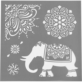 Etnisch Motief Sjabloon - Kunststof - Ideaal Voor Textiel, Muren &amp; DIY Projecten - Flexibel &amp; Afwasbaar - 30,5x30,5 cm - Dikte 0,31 mm - 1 Vel