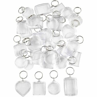 Sleutelhanger Acryl Transparant - DIY Foto- &amp; Tekenhanger - Perfect Voor Gepersonaliseerde Sleutelhangers - 40-50 mm - 100 Stuks