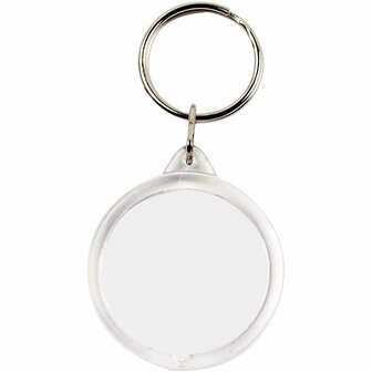 Sleutelhanger Rond Acryl - Transparant &amp; Herbruikbaar - Geschikt Voor DIY, Fotos &amp; Cadeaus - 40 mm - 25 Stuks