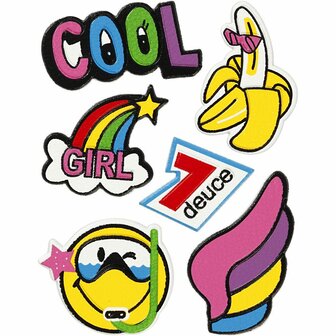 Soft Stickers - Cool Girl - Zelfklevende Kunststof Stickers - Flexibele Decoratie Stickers - Unieke 3D Stickers Voor Knutselen, DIY &amp; Accessoires - Geschikt Voor Tassen &amp; Gadgets - 12,2x17,75 cm