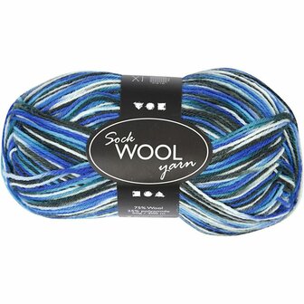 Sokkengaren, blauw/turquoise harmonie, L: 200 m, 50 gr/ 1 bol