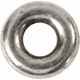 Spacer kraal, antiek zilver, d 9 mm, gatgrootte 4 mm, 15 stuk/ 1 doos