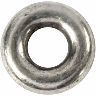 Spacer kraal, antiek zilver, d 9 mm, gatgrootte 4 mm, 15 stuk