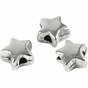 Spacer kralen, verzilverd, afm 5,5x5,5 mm, gatgrootte 1 mm, 3 stuk