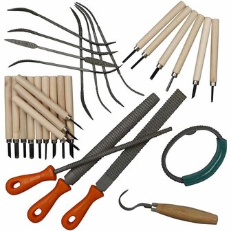 Speksteen Gereedschapset - Speksteen Bewerken - Hobby Gereedschap - DIY Steen Bewerking - Creatief Bewerken - Houtbewerking Set - Natuursteen Set - 30-delig - 1 Set