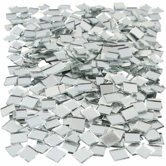 Spiegel Moza&iuml;ek Tegels - Vierkante Spiegeltjes - Moza&iuml;ek Hobby - Decoratieve Spiegeltjes - Knutseltegels - Zelfklevend Moza&iuml;ek - DIY Decoratie - 10x10 mm - 2 mm Dikte - 500 Stuks