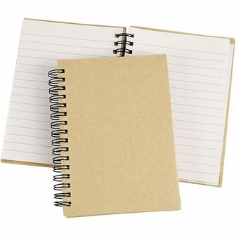 Spiraal Gebonden Notitieboek - Bruin Vintage Look - Gelinieerd Schrijfboek Met Natuurlijke Papieren Kaft - Compact &amp; Handig Voor Aantekeningen &amp; Creatief Schrijven - A6 - 80 Vellen