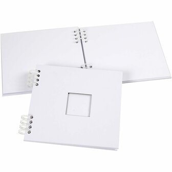 Spiraal Gebonden Scrapbook - Scrapbook Spiraalbinding - Creatief Plakboek - Knutselboek - Notitieboek Scrapbooking - Wit - 20 Vellen Wit Karton - 250 Grams - 20 x 20 cm - 1 Stuk