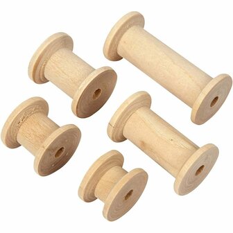Spoel - Naaispoel - DIY Naaispoel - Borduurbenodigdheden - Handwerk Spoel - Textielspoel - Houten Spoel - 15+20+27+38+50 mm - Diameter 24 mm - 10 Stuks