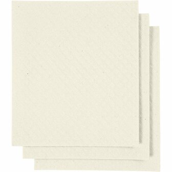 Sponsdoek, off-white, afm 17x19,5 cm, 3 stuk