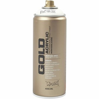 Spuitbusverf - Wit - Professionele Montana GOLD Spuitverf - 400ml - Diverse Oppervlakken - Hoge Pigmentatie - Kleurvaste Kunstenaarskwaliteit - Zijdeachtige Afwerking