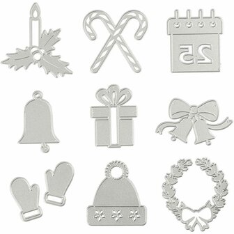 Stans- en embossing mallen, kerstfiguren, d 2-6,5 cm, 1 stuk