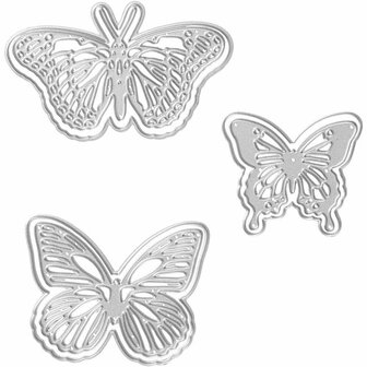 Stans- en embossing mallen, vlinders, afm 5x4,5+6,5x5+8x4,5 cm, 1 stuk
