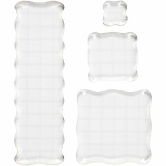 Stempelblok, afm 2,5x2,5+5x5+7,6x7,6+5x16,5 cm, dikte 1 cm, 4 stuk