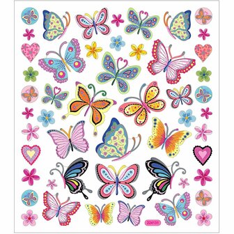 Stickers Bloemen &amp; Vlinders - DIY-Stickers - Scrapbooking - Creatieve-Plakstickers - Decoratie - 15x16,5 cm - 1 Stickervel