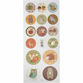 Stickers Bosdieren - Zelfklevende-Stickers - DIY-Decoratie - Scrapbooking - 10x23 cm - Circa 16 Stuks - 1 Stickervel
