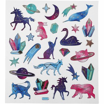 Dieren Stickers - Paars Knutselstickers - Creatieve DIY-Plakstickers - Perfect Voor Kinderen - Scrapbooking &amp; Decoratie - Feestelijke-Stickers - 15x16,5 cm - 1 Stickervel
