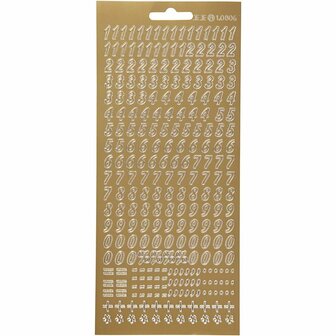 Stickers Goud - Gouden Cijfers Stickers - Zelfklevende Foliestickers Met Getallen - Stickervellen Cijfers - DIY Decoratie - Kaarten Maken - Scrapbooking - 10x23 cm - 1 Vel