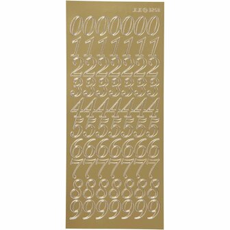 Stickers - goud - cijfers - 10x23 cm