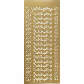 Stickers - goud - guldbryllup - 10x23 cm