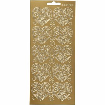 Stickers - goud - harten - 10x23 cm