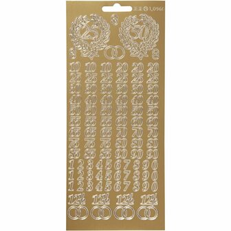 Stickers Goud - Liefde Stickers - Valentijn &amp; Love Plakstickers - Gouden Zelfklevende Stickervellen - DIY Kaarten Maken - Scrapbooking - 10x24 cm